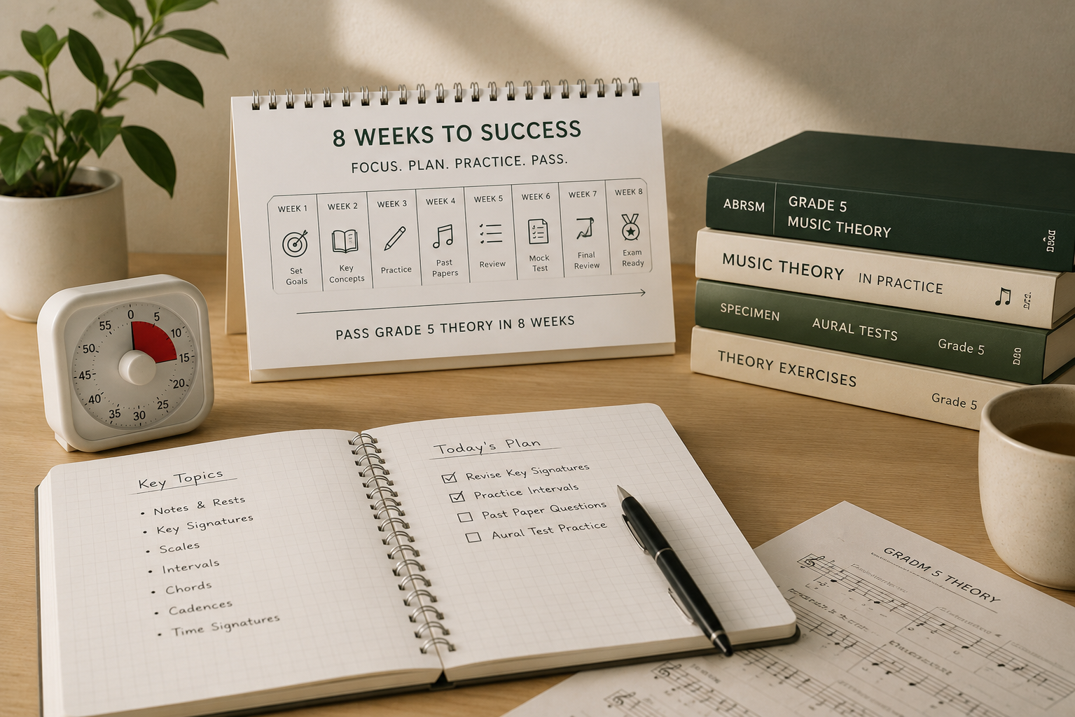 Grade 5 music theory study materials and 8-week plan